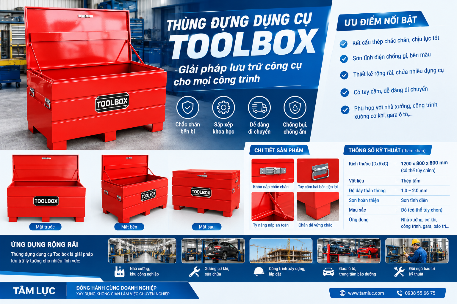 Thùng Đựng Dụng Cụ Toolbox – Giải Pháp Lưu Trữ Công Cụ Cho Mọi Công Trình