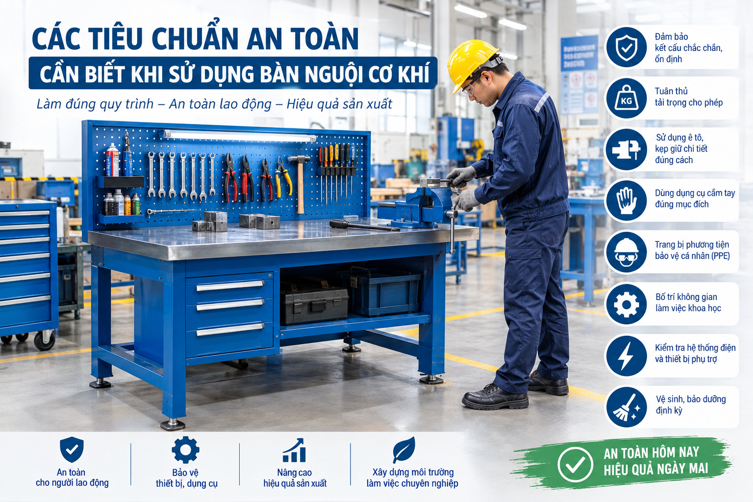 Các tiêu chuẩn an toàn cần biết khi sử dụng bàn nguội cơ khí