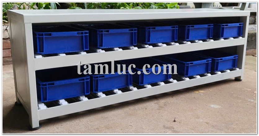 Kệ đựng vật tư dạng con lăn 2 tầng