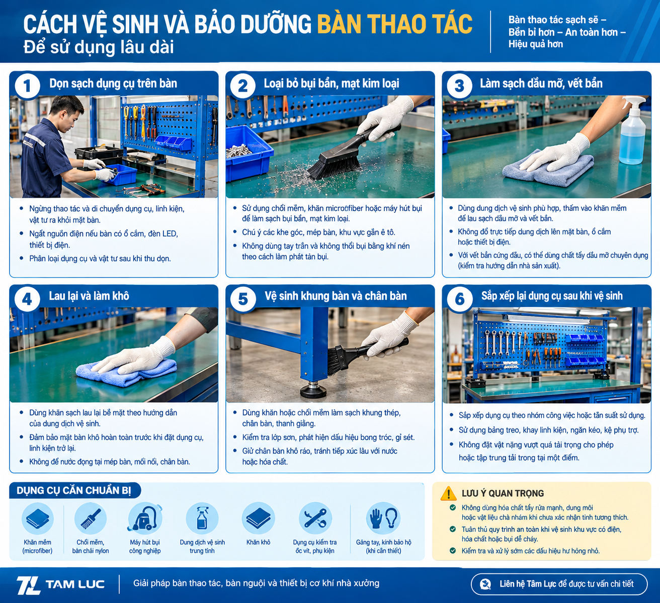 vệ sinh bảo dưỡng bàn thao tác