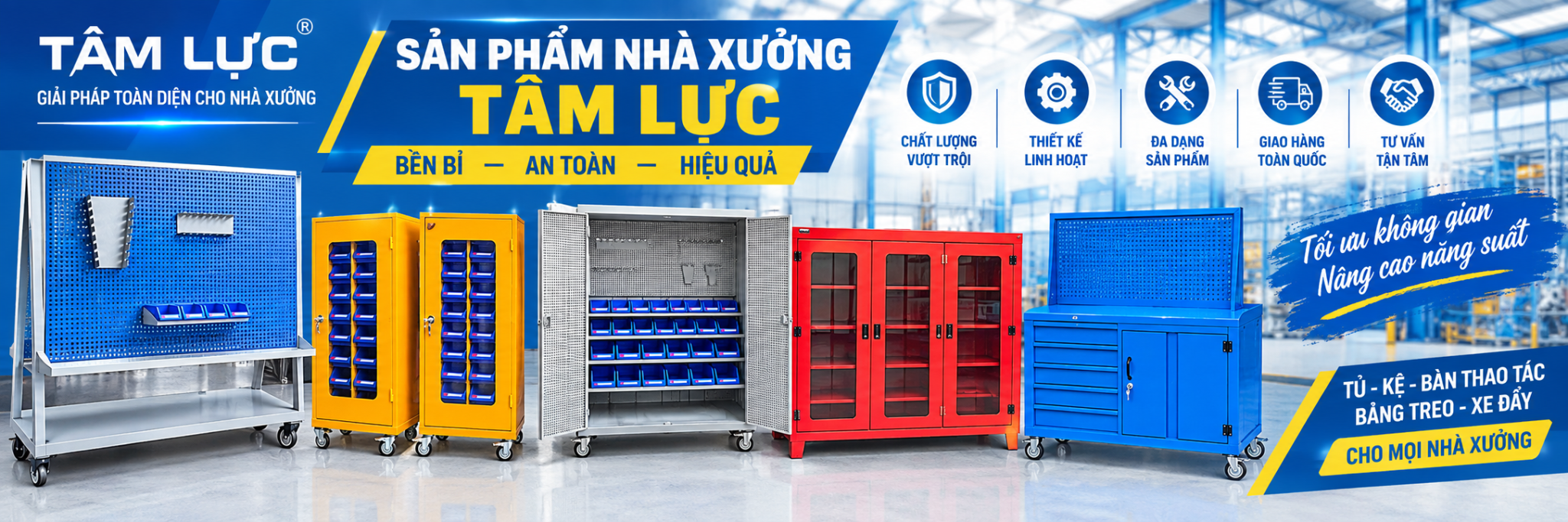 Tủ dụng cụ, bàn thao tác, bàn nguội, xe đẩy dụng cụ, tủ vật tư