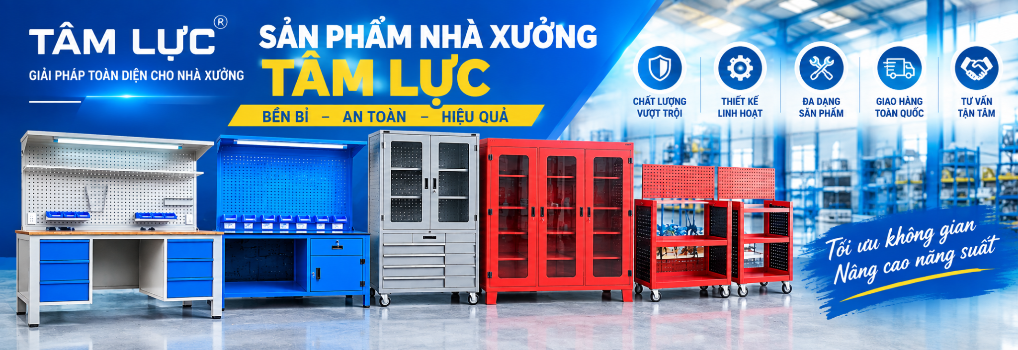 Tủ dụng cụ, bàn thao tác, bàn nguội, xe đẩy dụng cụ, tủ vật tư