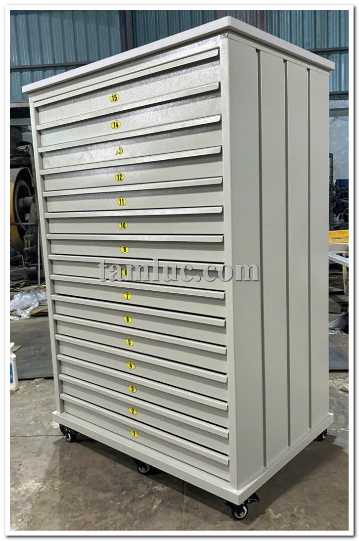 tủ lưu bản vẽ A1, tủ bản vẽ A1 15 ngăn, tủ lưu hồ sơ bản vẽ kỹ thuật, tủ thép lưu bản vẽ khổ A1, tủ bản vẽ nhà xưởng, tủ lưu trữ bản vẽ cơ khí