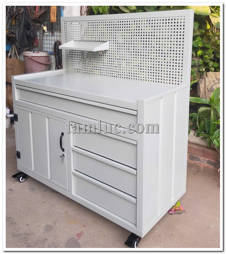 tủ dụng cụ 5 ngăn kéo, tủ dụng cụ kết hợp bảng treo, tủ đồ nghề 5 ngăn, tủ dụng cụ cơ khí, tủ dụng cụ nhà xưởng, tủ đựng đồ nghề bằng thép