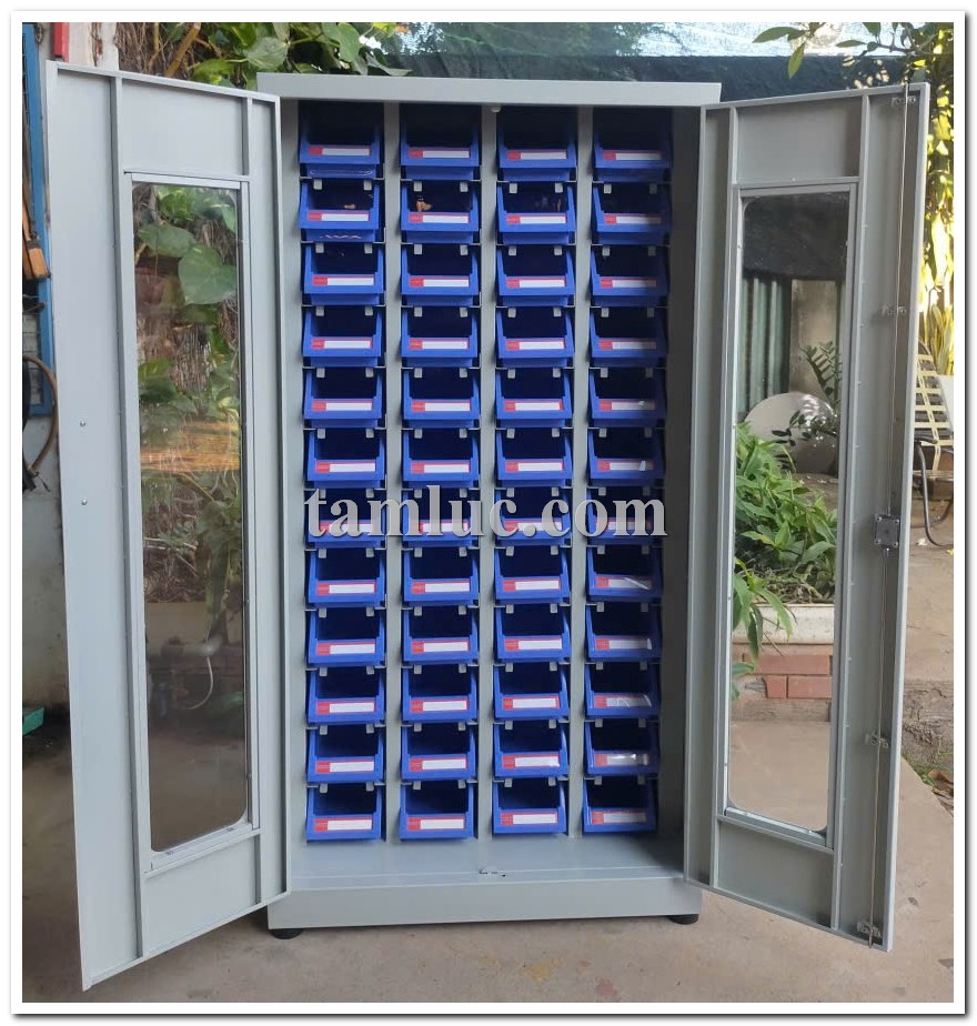 tủ dụng cụ cửa mica, tủ khay nhựa đựng linh kiện, tủ đựng ốc vít 48 khay, tủ dụng cụ công nghiệp, tủ đựng linh kiện nhà xưởng, tủ khay trung