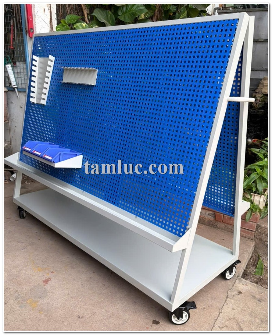 bảng treo dụng cụ, bảng treo dụng cụ 2 mặt, bảng treo đồ nghề, bảng treo dụng cụ có bánh xe, bảng treo dụng cụ công nghiệp